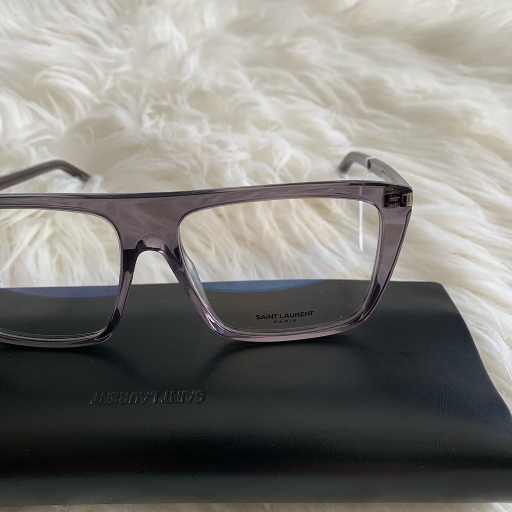 Saint Laurent Transparent Lavender Rectangular Glasses - Picture 11 of 13